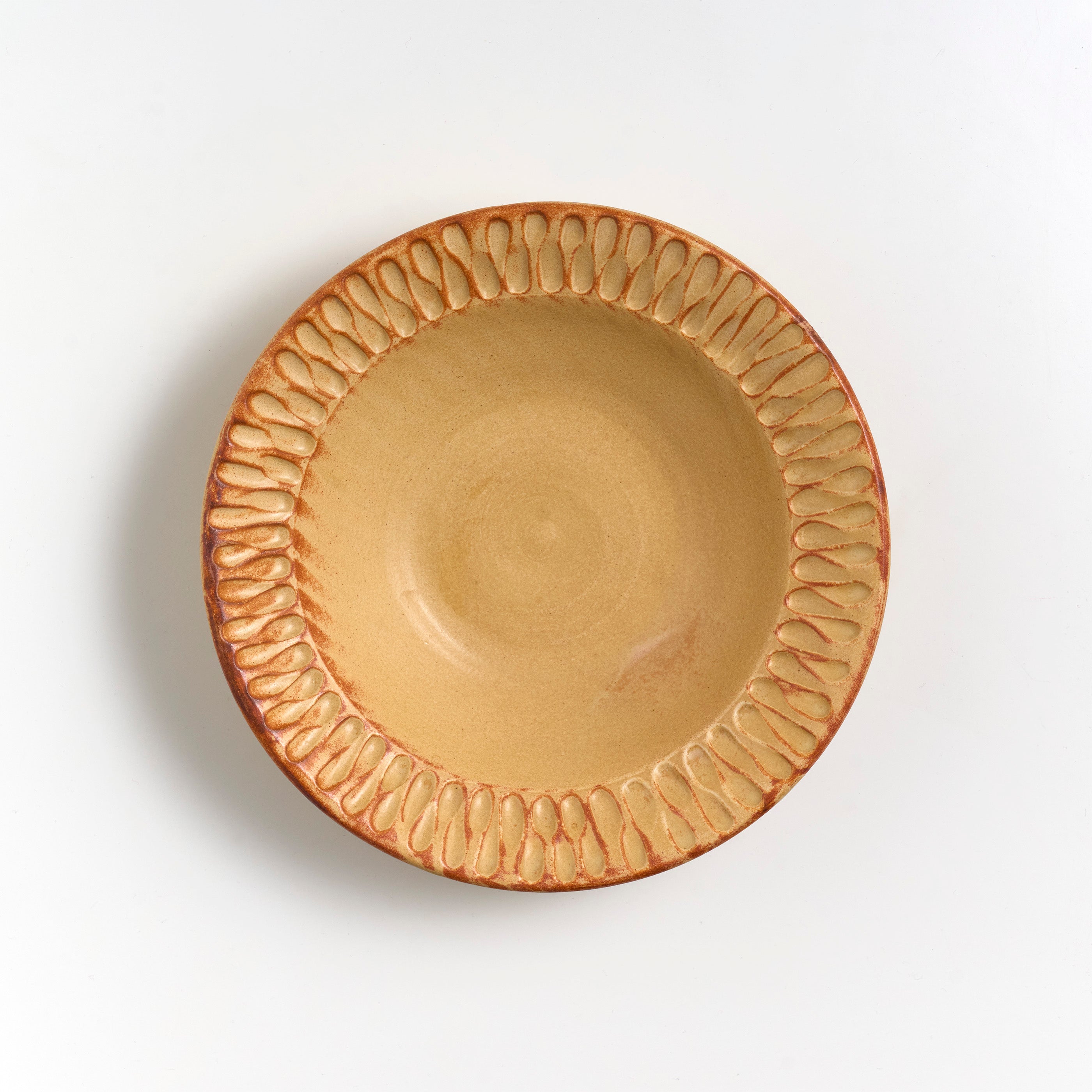 Wide-Rimmed Pasta Bowl with Carved Detail