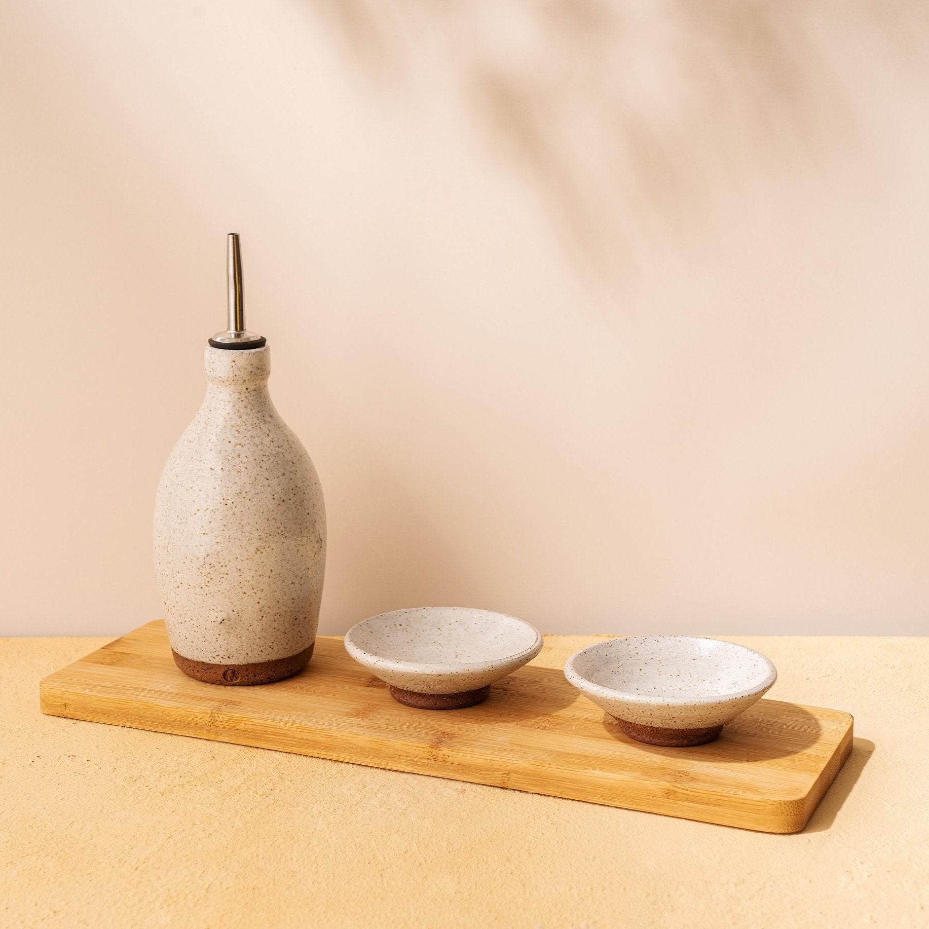 Ceramic Oil Pourer And Dip Dish Set