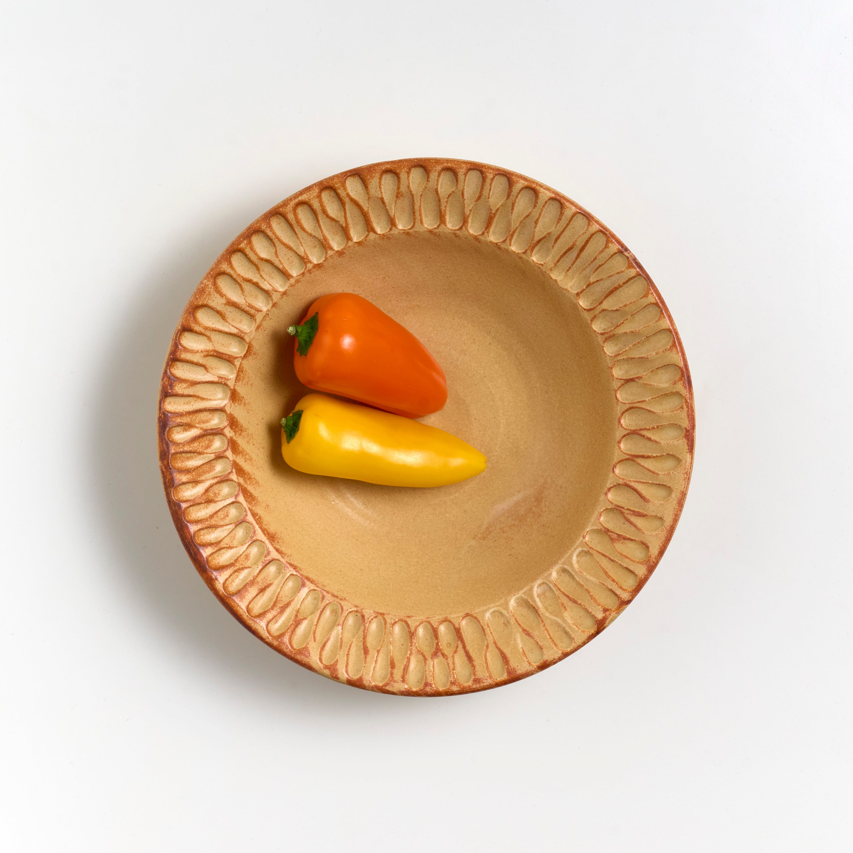 Wide-Rimmed Pasta Bowl with Carved Detail