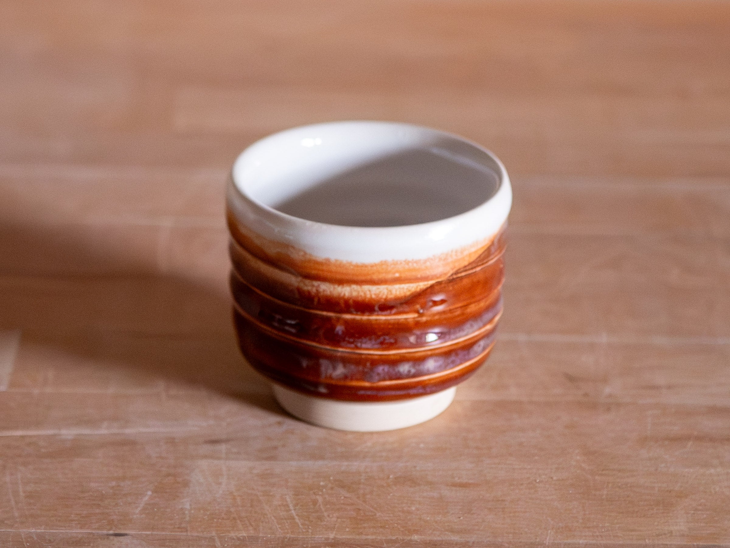 Yunomi Tea Cup 06 - Glossy Tin White with Red Ember