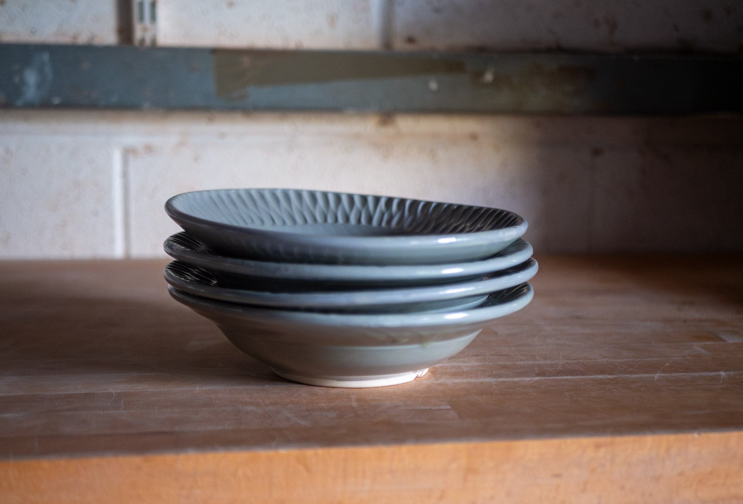 Wide-Rimmed Pasta Bowl with Carved Detail