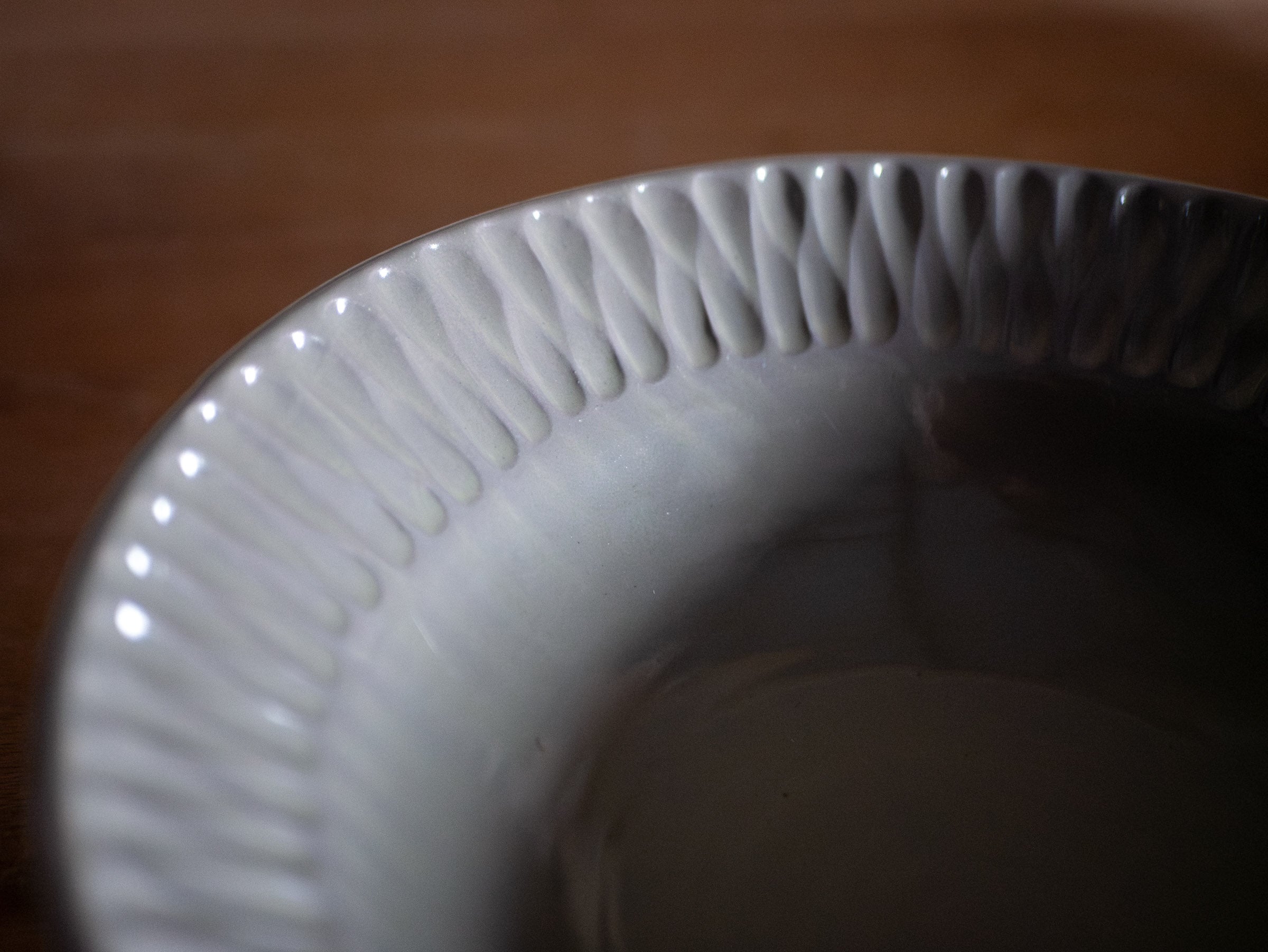 Wide-Rimmed Pasta Bowl with Carved Detail
