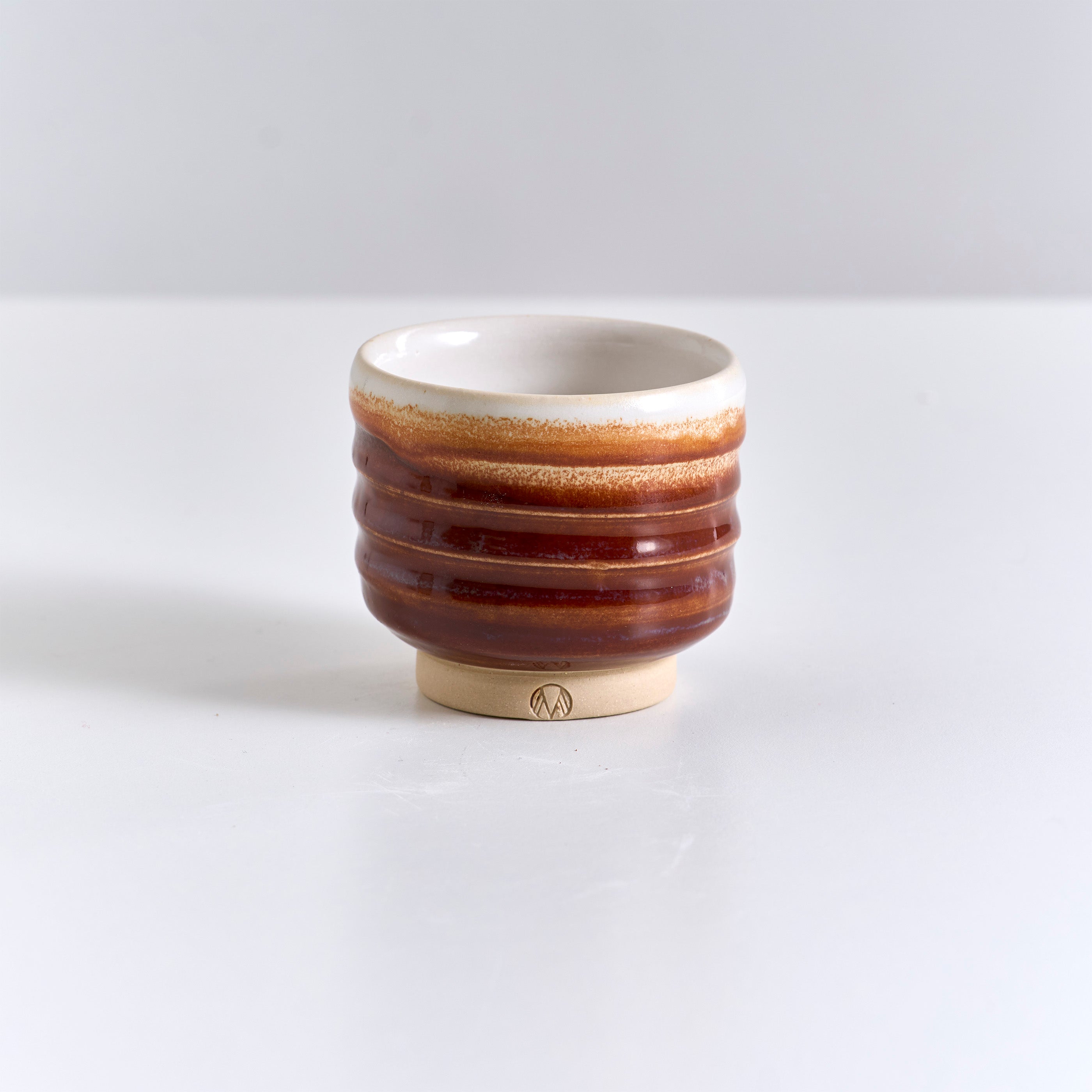 Yunomi Tea Cup - Glossy Tin White with Red Ember